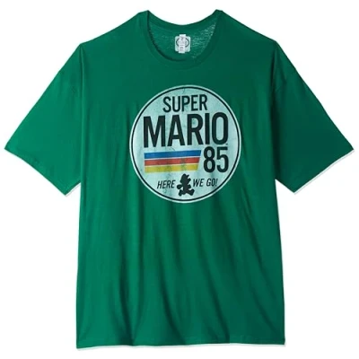 Abbildung von Nintendo Herren Super Mario 1985 Retro Circle T Shirt, Kelly, grün, L