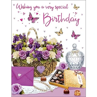 Abbildung von Piccadilly Greetings Group Ltd Geburtstagskarte für Damen, 20,3 x 15,2 cm, Grün/Pink/Braun/Weiß/Rot