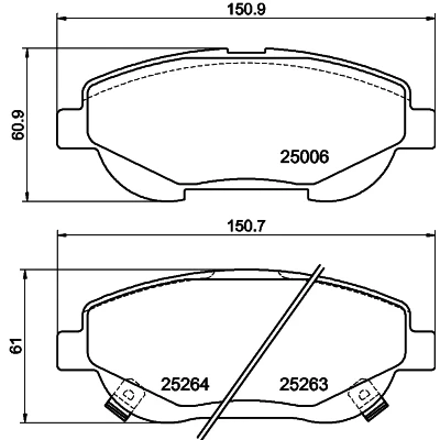 Abbildung von HELLA 8DB 355 015 691 Bremsbelagsatz mit akustischer Verschleißwarnung TOYOTA: Avensis III Station Wagon, Verso, Limousine