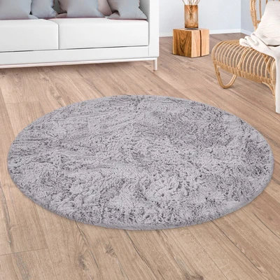 Abbildung von Paco Home Hochflor Teppich &quot;Silky 591&quot;, rund, Uni Farben, besonders weich und kuschelig