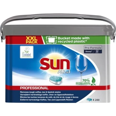 Abbildung von Sun Professional All in 1 Spülmaschinentabs Kraftvolle Premium Tabs für die Spülmaschine mühelose Reinigung, Geschirrspültabs strahlenden Glanz, 200