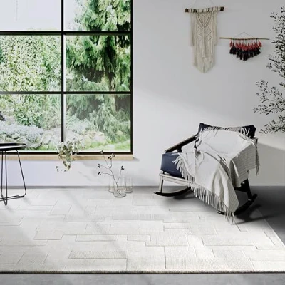 Abbildung von Villeroy &amp; Boch Wollteppich &quot;Wilhelmine&quot;, rechteckig, Handgewebt, Wolle, Natur, Wohnzimmer, Geometrie, Boho, Design