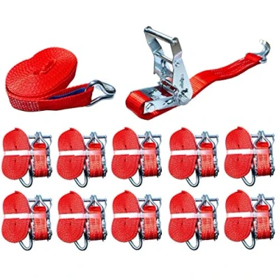 Abbildung von 4 x Automatik Spanngurt Zurrgurt 1.8 m 25mm 300/600 Kg daN selbstaufrollend mit Spitzhaken
