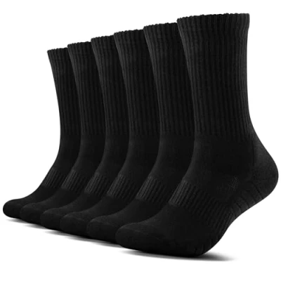 Abbildung von TUUHAW 6 Paar Sportsocken Herren Damen Laufsocken Gepolstert Lange Baumwollsocken Schwarz Weiß Grau Atmungsaktiv Sneaker Socken, 35 38