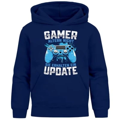 Abbildung von Moonworks Gaming Spruch Lustig Gamer Altern Nicht Videospiel Konsole Kapuzenpullover für Kinder, Größe: 164, Navy