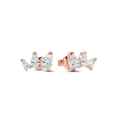Abbildung von PANDORA Timeless Funkelnde Birnen Ohrringe aus Sterling Silber mit rosévergoldeter Metalllegierung und Zirkonia, 282836C01