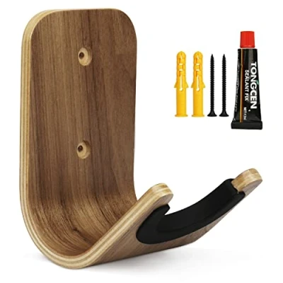 Abbildung von Yuepin Gitarrenhalterung Gitarrenhalter für die Wand, Gitarren Wandhalterung Holz mit Schrauben und Klebstoff Akustikgitarre, klassische Gitarre, Bass, E Gitarre &amp; Ukulele (Gitarre)