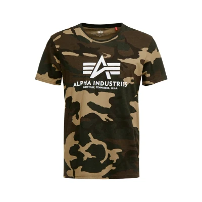 Abbildung von Alpha Industries T camo Tshirt print Woodland camo, Herren, Größe: Small,