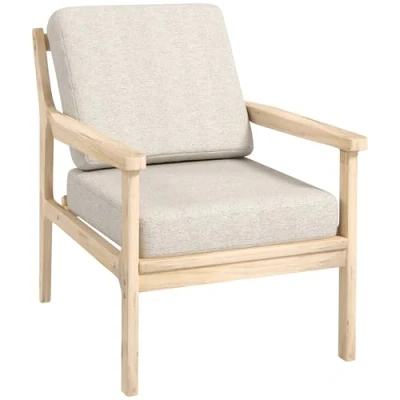 Abbildung von HOMCOM Relaxsessel Sessel Loungesessel mit Leinenoptik (Armlehnesessel, 1 St., Polsterstuhl), für Schlafzimmer, Wohnzimmer, Beige