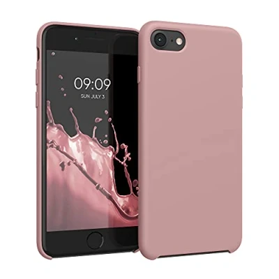 Abbildung von kwmobile Hülle kompatibel mit Apple iPhone SE (2022) / (2020) 8 7 Silikon Handy Case Handyhülle weiche Oberfläche kabelloses Laden Winter Rose