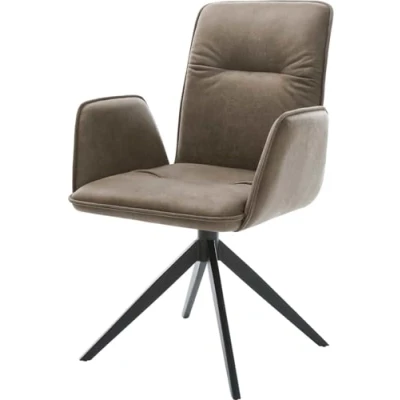 Abbildung von Drehstuhl Vinja Flex Mikrofaser Taupe Vintage Kreuzgestell breit Schwarz 360 drehbar Wippfunktion