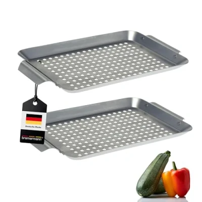 Abbildung von bremermann Grillplatte 32 x 1,5 18,5 cm Edelstahl Grillkorb Grillpfanne (2)