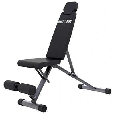 Abbildung von GORILLA SPORTS Hantelbank Klappbare, 8 Fach Rückenlehne, 4Fach Sitz Verstellbar, 200kg Belastbar, (1 tlg)