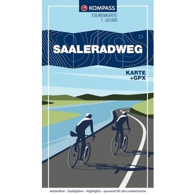 Abbildung von KOMPASS Fahrrad Tourenkarte Saaleradweg Von Münchberg nach Schönebeck (Elbe) 1:50.000: GPX Datei zum Download, Leporello Karte, reiß und wetterfest