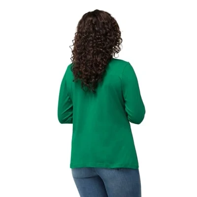 Abbildung von Ulla Popken Damen Langarm T Shirts, smaragdgrün, 32 UK/34 UK