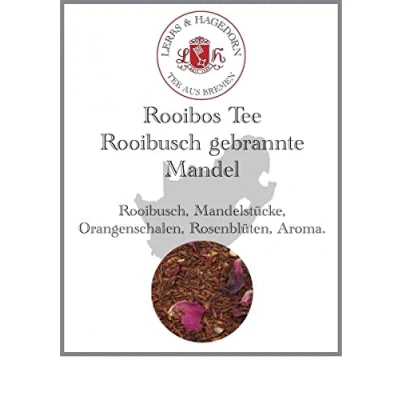 Abbildung von Lerbs &amp; Hagedorn, Rooibos Tee Rooibusch gebrannte Mandel 250g (Ca. 20 Liter) Mandelstücke, Orangenschalen