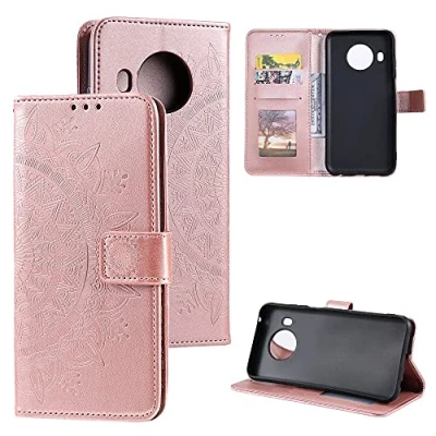 Abbildung von CoverKingz Handyhülle kompatibel mit Nokia X10 / X20 Handytasche Kartenfach Klapphülle Case Handy Hülle klappbar Motiv Mandala Rosegold