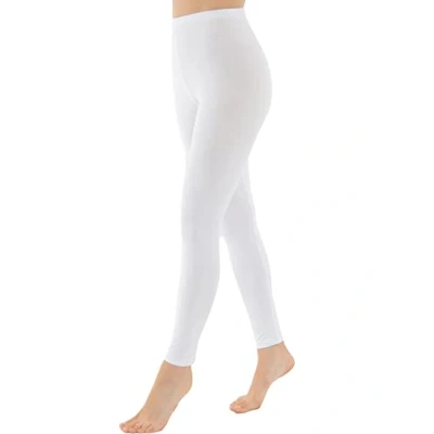 Abbildung von OCERA Damen Lange Leggings aus atmungsaktiver Baumwolle mit hoher Taille, ÖKO TEX Standard 100 Zertifiziert, Weiß L