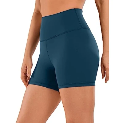 Abbildung von CRZ Yoga Naked Feeling Damen Kurze Leggings High Waist Blickdicht Fithess Shorts Radlerhose Sporthose 10cm FRANZÖSISCHE Marine 38