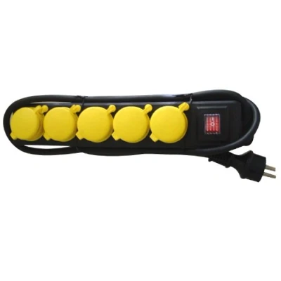 Abbildung von UNITEC FR Tischsteckd,IP44,5f,1,5m,H07RN F3G1,5mm²,sw/ge