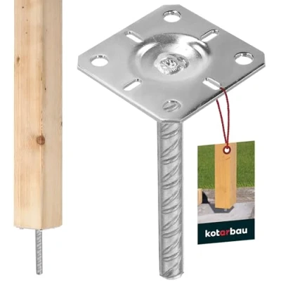 Abbildung von KOTARBAU® Pfostenträger 100x100 mm aus Feuerverzinkt Stahl Betonanker für Pfosten Holzpfosten Pfostenschuh Pfostenanker Zaunpfosten Metall Bodenfuß Vierkantholzpfosten Einbetonieren