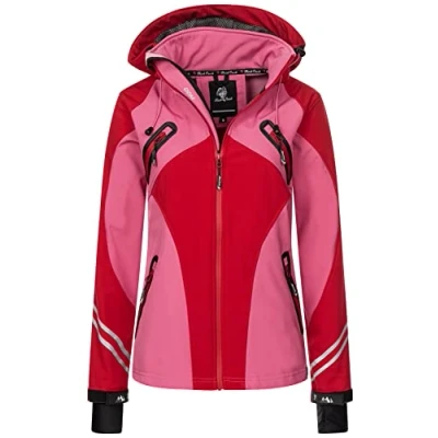 Abbildung von Rock Creek Damen Softshell Jacke Windbreaker Regenjacke Übergangsjacke Softshelljacke Damenjacke Regenmantel Outdoorjacke Kapuze D 466 Rot XL