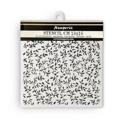 Abbildung von Thick stencil cm 18X18 Garden leaves pattern