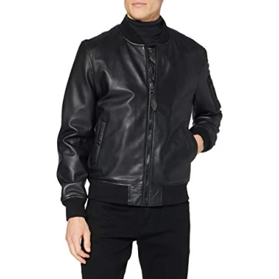 Abbildung von Schott NYC Herren Bomber EN CUIR Lederjacken, Black, M