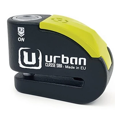 Abbildung von URBAN UR10 Hi Tech Bremsscheibenschloss mit Alarm 120dB ON/OFF Empfindlichkeit A+, Maximale Sicherheit SRA Zulassung, Doppelverriegelung ø10mm, Optionale Halterung, Motorradschloss