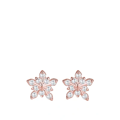 Abbildung von Elli Ohrringe Damen Schneeflocken Motiv Verspielt mit Zirkonia aus 925 Sterling Silber rosé vergoldet