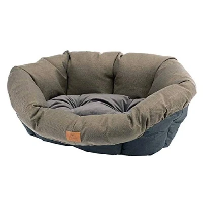 Abbildung von Ferplast Hundekissen, Hundebett und Katzenbett SOFA &#039;CUSHION 4 Kissen für Haustiere, gepolsterter Bezug, weiche waschbare Baumwollpolsterung, verstellbar mit Gummizug, 64 x 48 h 25 cm braun