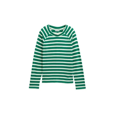 Abbildung von TOM Tailor Denim Structure WITH Buttons Langarmshirt, Damen, Größe: Large, Green white stripe