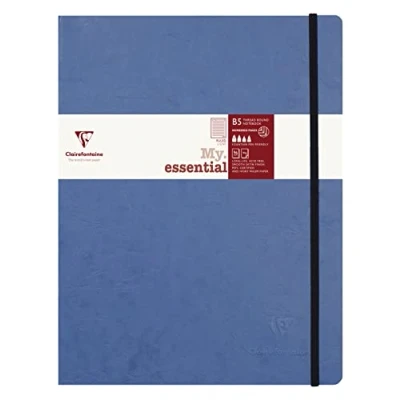 Abbildung von Clairefontaine 794464C Notizbuch My.Essential Age Bag, Format B5 (19x25 cm), mit Fadenbindung, 96 Blatt nummeriert, liniert, Papier elfenbein 90g, Blau, 1 Stück