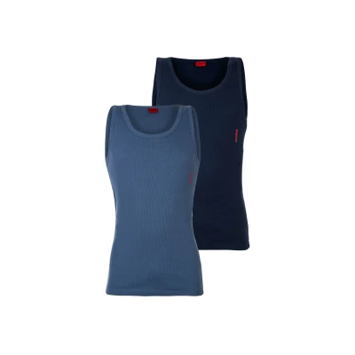 Abbildung von HUGO TANK 2 PACK Unterhemd/shirt, Herren, Größe: Large, Dark blue