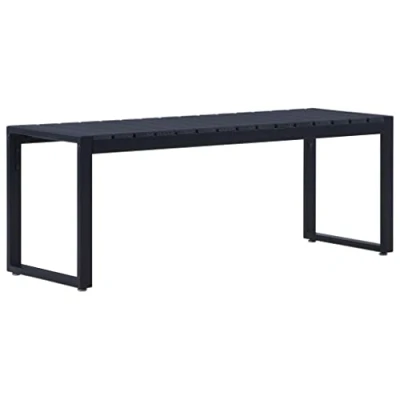 Abbildung von vidaXL Gartenbank Sitzbank Parkbank Gartenmöbel Balkonbank Terrassenbank Bank Pool Garten Terrasse 120,5cm PS Platte Schwarz Eisengestell