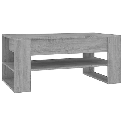 Abbildung von vidaXL Couchtisch Beistelltisch Kaffeetisch Sofatisch Teetisch Tisch Wohnzimmertisch Ablagetisch Grau Sonoma 102x55x45cm Holzwerkstoff