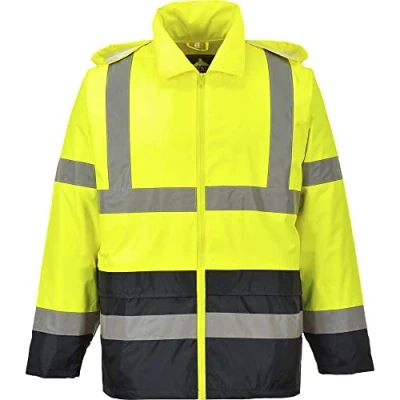 Abbildung von Portwest Klassische Kontrast Warnschutz Regenjacke, Größe: 4XL, Farbe: Gelb/Schwarz, H443YBR4XL, YeBk
