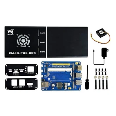 Abbildung von Mini Computer Add ons Based on Raspberry Pi Compute Module CM3 / CM3L CM3+ CM3+L with Expansion Board, Metal Case, Power Supply and Cooling Fan to Make