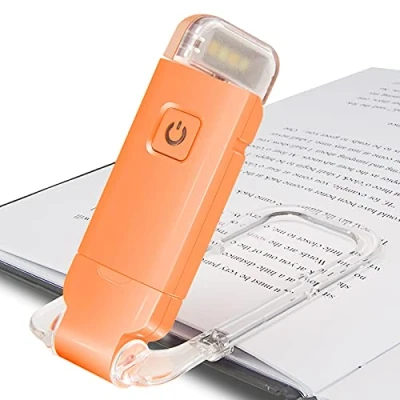Abbildung von HONWELL Leselampe Buch Klemme Buchlampe Leselicht USB Wiederaufladbare LED Klemmleuchte Dimmbar Bettleuchte Augenpflegendes 3 Farbtemperatur Modi für Kinder und Bücherwürmer, Orange