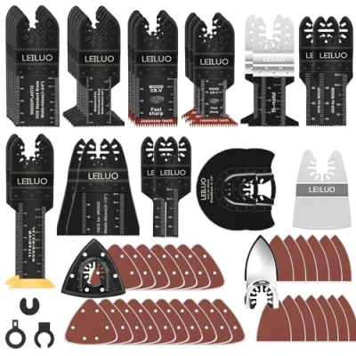Abbildung von LEILUO 116 teiliges Multitool Sägeblatt Set universelles Zubehör für oszillierende Werkzeuge mit Aufbewahrungstasche kompatibel Einhell Makita DTM51Z Dremel Parkside und mehr