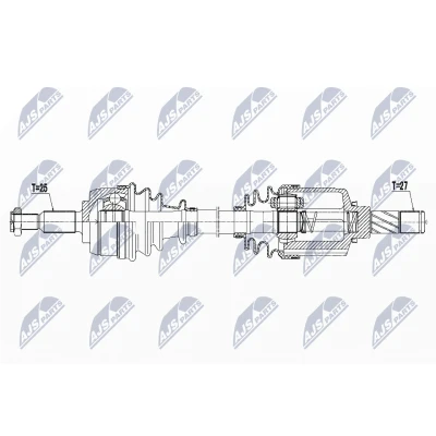 Abbildung von NTY NPW RE 066 Antriebswelle Vorderachse, Vorderachse links Schaltgetriebe, Automatikgetriebe, Schaltgetriebe 6 Gang DACIA: Duster SUV, II