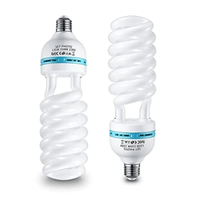 Abbildung von 2 x 135W Spiral Tageslichtlampe Fotolampe Fotoleuchte, 5500K, E27 Fassung Energiesparlampe Studioleuchte für Softbox Fotografie im Fotostudio