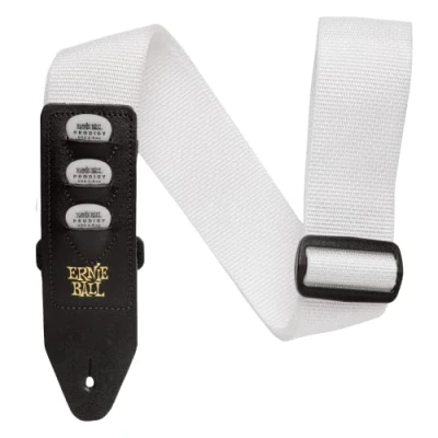 Abbildung von Ernie Ball Pickhalter Gitarrengurt, aus Polypropylen, weiß