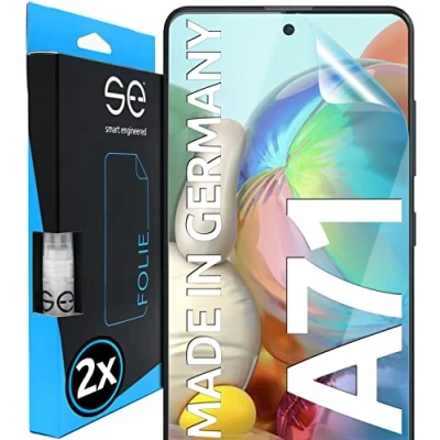 Abbildung von s.e Schutzfolie für Samsung Galaxy A71, 2 Stück, Full Screen, Positionierhilfe, A71 Schutzfolie, transparente Displayfolie, funktionierende Alternative zu Schutzglas, Schutzglasfolie