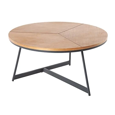 Abbildung von Riess Ambiente Design Couchtisch Oak Elegance 80cm Eiche schwarzes Metallgestell Wohnzimmertisch Tisch
