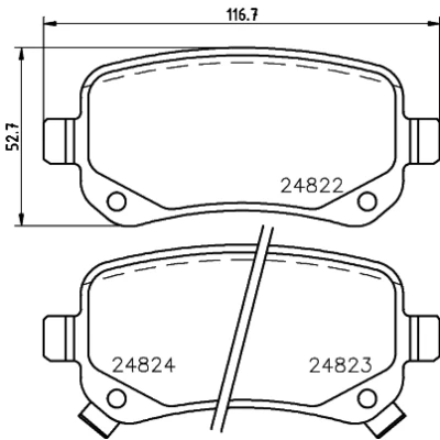 Abbildung von HELLA 8DB 355 014 331 Bremsbelagsatz mit akustischer Verschleißwarnung Zubehör FIAT: Freemont, DODGE: Journey MPV, Grand Caravan V MPV