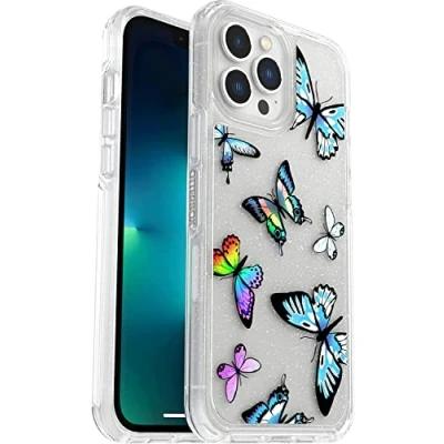 Abbildung von OtterBox Symmetry Clear Hülle für iPhone 13 Pro Max/iPhone 12 Max, stoßfest, sturzsicher, schützende dünne Hülle, 3X getestet nach Militärstandard, Butterfly