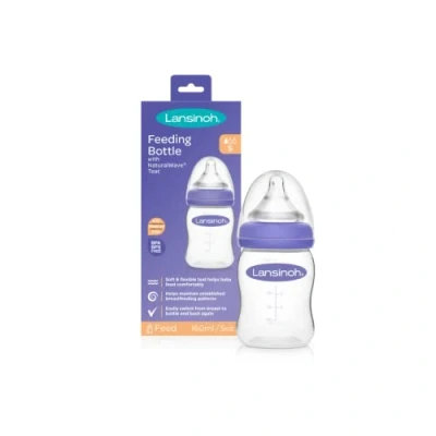 Abbildung von Lansinoh Baby Bottle with NaturalWave teat (160 ml), Anti colic, Plastic 100% BPA &amp; BPS free, Slow Flow silicone which is soft and flexible, purple