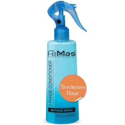 Abbildung von FemMas Bi Phase Kollagen Leave In Conditioner Sprühkur 300ml I 2 Phasen Feuchtigkeitsspray Haarpflege Spray ohne Ausspülen für trockenes und sprödes Haar Anti Frizz Detangler Kur