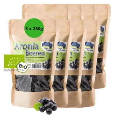 Abbildung von Heide Aronia Bio Aroniabeeren getrocknet 8x 250g I Trockenobst Getrocknete Früchte Kontrolliert biologischer Anbau ohne Zusatzstoffe &amp; Aromen aus deutscher Ernte